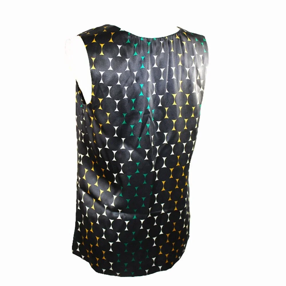 Tory Burch Geometrical Pattern Sleeveless V-Halter Neck Top, Size 6